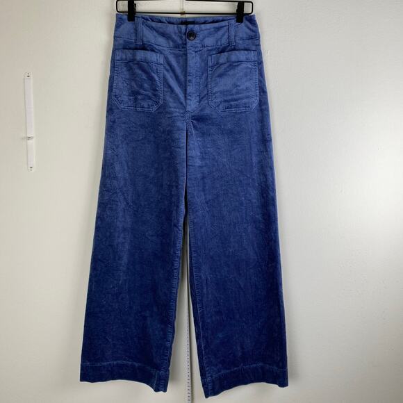 Maeve The Colette Cropped Wide Leg Corduroy Pants Size 28 Blue - Picture 5 of 13